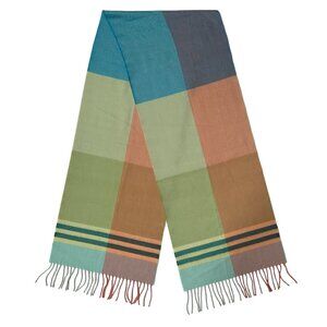 Unisex Ultra Soft Cashmere Scarf, Pastel Multicolor Fringe Ends, Made in England